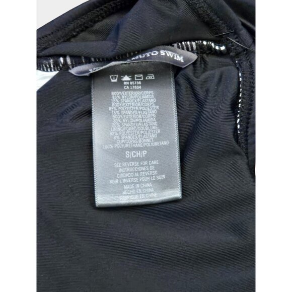 VINCE CAMUTO Gold Shimmer Color Blocked Square Neck Bandeau Swim Top S NWT - Picture 10 of 10